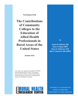 The Contributions of Community Colleges to the Education of Allied