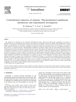 Carbothermal reduction of alumina: Thermochemical equilibrium