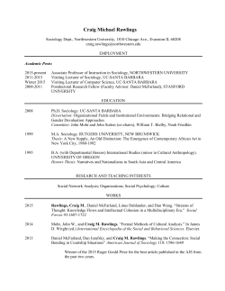 Craig Rawlings CV - Northwestern Sociology