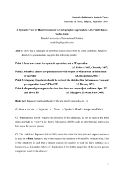 1 A Syntactic View of Head Movement: A Cartographic