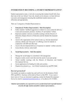 Student Reps Role description PPC1 2014