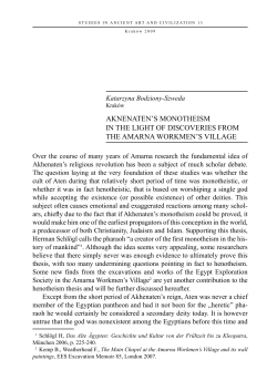 aKnenaten`s monotheism in the light of discoveries from the amarna