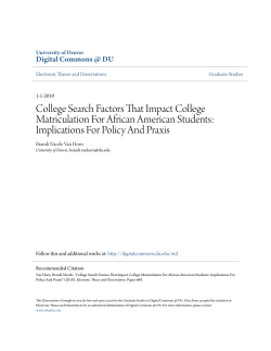 College Search Factors That Impact College Matriculation For
