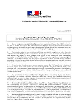 Managing migratory flows in Calais: Joint Ministerial
