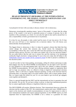 HEAD OF PRESENCE`S REMARKS AT THE