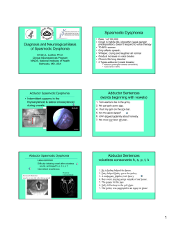 Diagnosis and Neurological Basis of Spasmodic Dysphonia