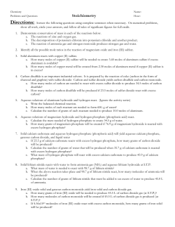 Stoichiometry Packet 2016