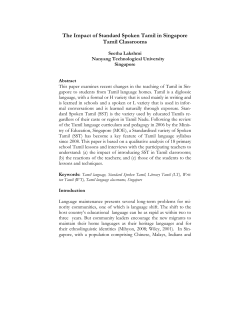 The Impact of Standard Spoken Tamil in Singapore