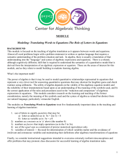 MODULE Modeling: Translating Words to Equations