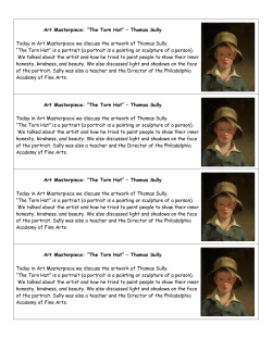 Art Masterpiece: &ldquo;The Torn Hat&rdquo; &ndash; Thomas Sully Today in Art