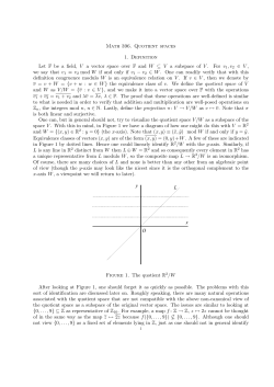 Math 396. Quotient spaces 1. Definition Let F be a field, V a vector