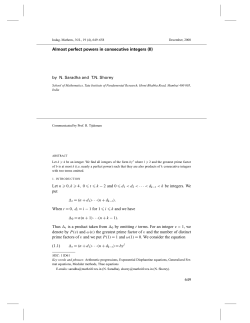 Almost perfect powers in consecutive integers (II) Let n 0,k 4, 0 t k