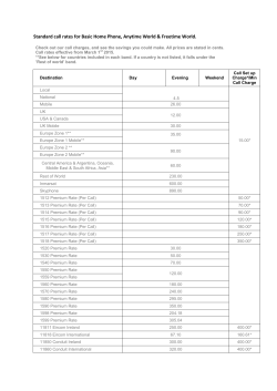 Standard call rates for Basic Home Phone, Anytime World