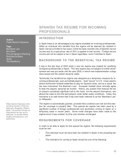 Spanish Tax Regime for Incoming Professionals