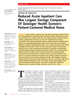 Reduced Acute Inpatient Care Was Largest Savings Component Of