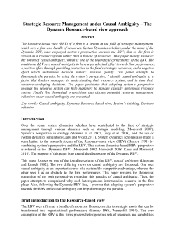 Strategic Resource Management under Causal Ambiguity