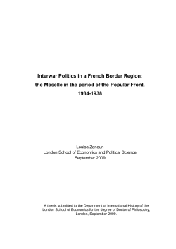 Interwar Politics in a French Border Region: the Moselle in the