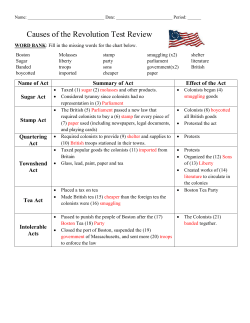 Causes of the Revolution Test Review