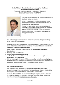 South Africa`s Constitution by Adv Mohamed