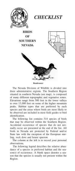 2669 Southern Nevada Birds N-4 - Nevada Department of Wildlife