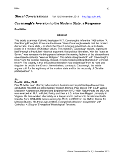 Cavanaugh`s Aversion to the Modern State, a Response