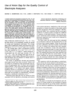 Use of Anion Gap for the Quality Control of Electrolyte Analyzers