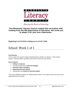 Beginning ESL School Unit: Week 1 of 1
