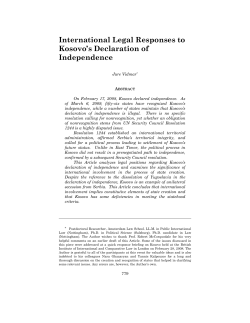 International Legal Responses to Kosovo`s Declaration of