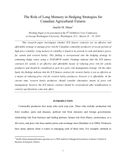 The Role of Long Memory in Hedging Strategies for Canadian