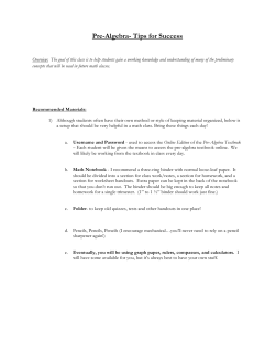 Pre-Algebra- Tips for Success