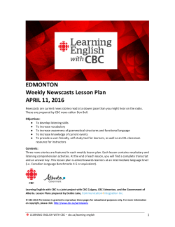 EDMONTON Weekly Newscasts Lesson Plan