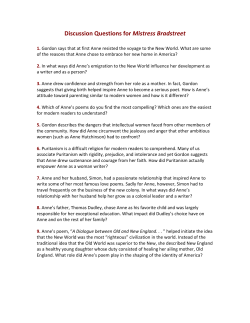 Discussion Questions for Mistress Bradstreet