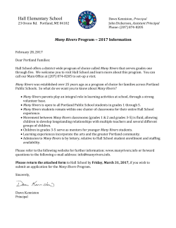 2017 Many Rivers Application - Hall Elementary School