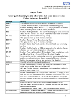Acronym guide - NHS Bradford City CCG