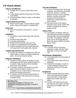 CV Check Sheet