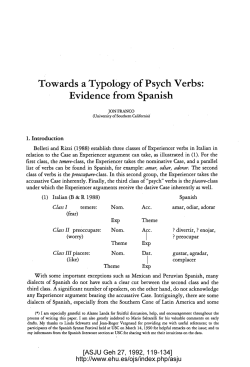 Towards a Typology of Psych Verbs: Evidence from Spanish