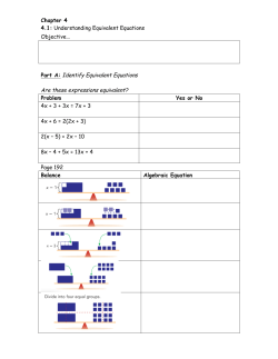 Chapter 4 4.1: Understanding Equivalent Equations Objective&hellip; Part