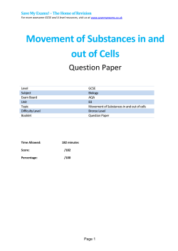 Movement of Substances in and out of Cells