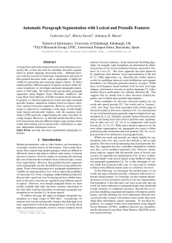 Automatic paragraph segmentation with lexical and prosodic features