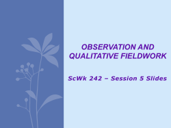 OBSERVATION AND QUALITATIVE FIELDWORK