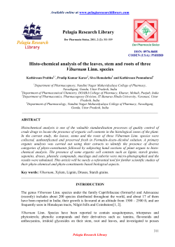 Histo-chemical analysis of the leaves, stem and roots of