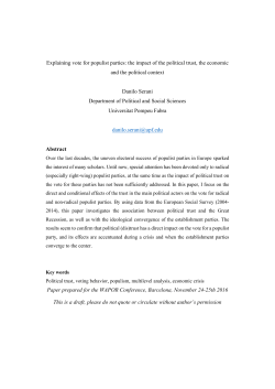 Explaining vote for populist parties: the impact of the