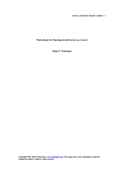 Motivations for Choosing Social Service as a Career
