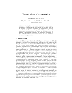 Towards a logic of argumentation