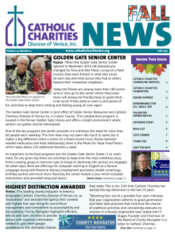GoldEN GatE SENior CENtEr HiGHESt diStiNCtioN aWardEd