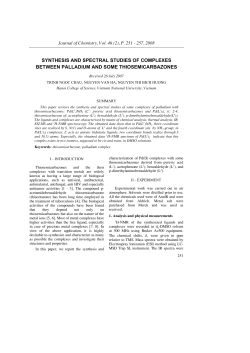 synthesis and spectral studies of complexes between palladium and
