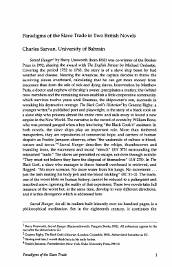 Paradigms of the Slave Trade in Two British Novels Charles Sarvan