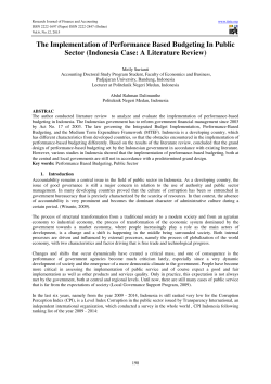 The Implementation of Performance Based Budgeting In