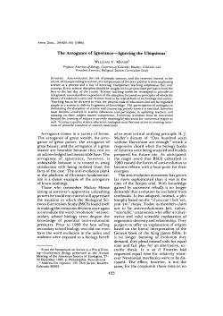 The Arrogance of Ignorance&mdash;Ignoring the