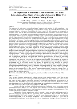 An Exploration of Teachers` Attitude towards Life Skills